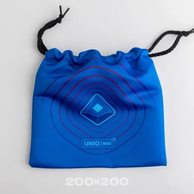 Тканевый мешок с печатью синий, 20*20, со шнурком