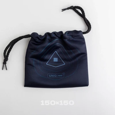 Тканевый мешок с печатью черный, 15*15, со шнурком