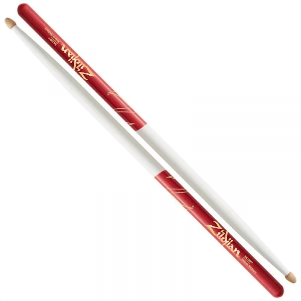 ZILDJIAN Z5AACWDR 5A ACORN WHITE w/ RED DIP барабанные палочки с деревянным наконечником, форма наконечника Acorn, цвет белый