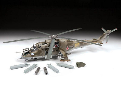 Сборная модель ZVEZDA Советский ударный вертолет Ми-24В/ВП, 1/48