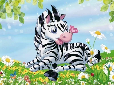 Алмазная мозаика 15х20 Маленькая зебра (13 цветов)