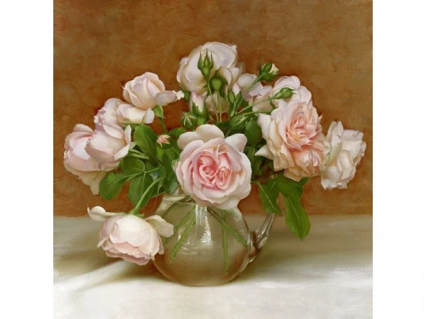 Алмазная мозаика 30х30 БУЗИН. РОЗОВАЯ СИМФОНИЯ (26 цветов)