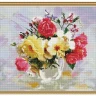 Алмазная мозаика с нанесенной рамкой 40х50 БУЗИН. РОЗЫ В КУВШИНЧИКЕ (36 цветов)