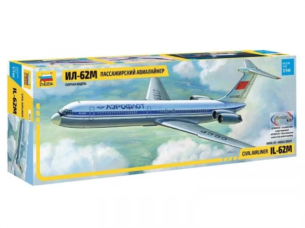 Сборная модель ZVEZDA Советский пассажирский авиалайнер Ил-62М, 1/144