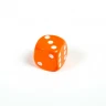 Кубик D6, 16мм, оранжевый с белыми точками в блистере