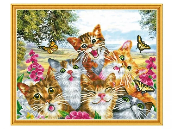 Алмазная мозаика с нанесенной рамкой 40х50 ВЕСЕЛАЯ КОМПАНИЯ (32 цвета)