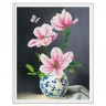 Алмазная мозаика с нанесенной рамкой 40х50 ВЕТКА МАГНОЛИИ (18 цветов)