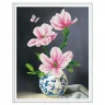 Алмазная мозаика с нанесенной рамкой 40х50 ВЕТКА МАГНОЛИИ (18 цветов)