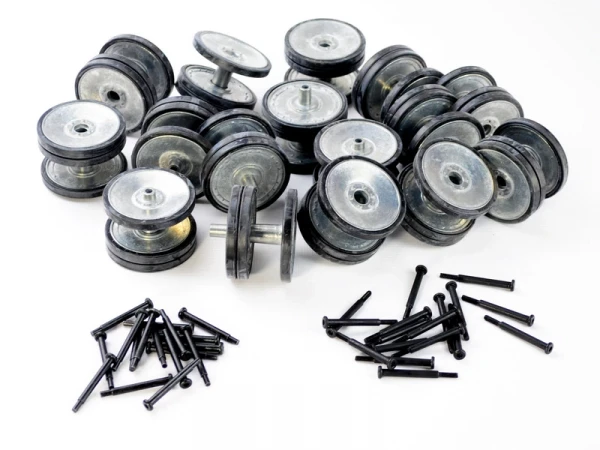 Опорные катки металл. с резиновыми бандажами и оси колёсные для TG Tiger ранняя версия