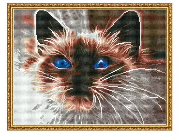Алмазная мозаика с нанесенной рамкой 40х50 ДЫМЧАТЫЙ КОТ (21 цвет)