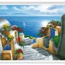 Алмазная мозаика с нанесенной рамкой 40х50 ЛЕСТНИЦА К МОРЮ (33 цвета)