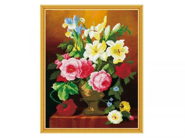 Алмазная мозаика с нанесенной рамкой 40х50 ЛЕТНИЙ АРОМАТ (35 цветов)