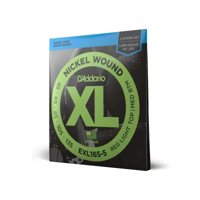 Струны для бас-гитары 5 струн D'ADDARIO EXL165-5 45-135